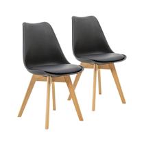 Kit 2 Cadeiras Estofadas Saarinen Wood Pés de Madeira Preto