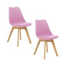 Kit 2 Cadeiras Estofadas Saarinen Wood Pés de Madeira Rosa