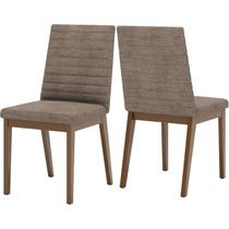Kit 2 Cadeiras Estofadas Sala de Jantar Elena Suede Cacao Henn Kit 2 Cadeiras Estofadas Sala de Jantar Elena Suede Cacao Henn