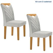 Kit 2 Cadeiras Estofadas Texas Espresso Móveis Cinamomo/Off White/Boucle Gelo