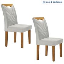 Kit 2 Cadeiras Estofadas Texas Espresso Móveis Ypê/Off White/Boucle Gelo