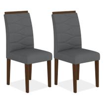 Kit 2 Cadeiras Estofadas Vitória Imbuia/cinza - Móveis Arapongas - A Móveis Arapongas