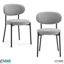 Kit 2 Cadeiras Eva Estofada em Tecido Off White ou Cinza com Base em Aço Pintado a Pó - Rivatti Kit 2 Cadeiras Eva Estofada em Tecido Off White ou Cinza com Base em Aço Pintado a Pó - Rivatti