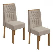 Kit 2 Cadeiras Exclusive Amêndoa Clean/Veludo Naturale Creme 74943 - Móveis Lopas