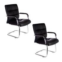 Kit 2 Cadeiras Fixa Interlocutor Estofada Premium Luxo W50a Preta