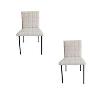 Kit 2 Cadeiras Gael Para Sala Mesa de Jantar Moderna com Base de Ferro Tecido Bouclé Premium Bege Topii Moda Casa