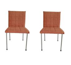 Kit 2 Cadeiras Gael Para Sala Mesa de Jantar Moderna com Base de Ferro Tecido Bouclé Premium Terracota Topii Moda Casa