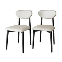 Kit 2 Cadeiras Gala Madeira Maçica - Alt 86 X L 44 cm X P 46 cm Bege/Off White/Preto