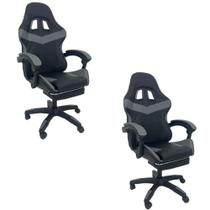 Kit 2 Cadeiras Gamer Stillus Ergonômica Com Apoio Para Os Pés Cinza Kit 2 Cadeiras Gamer Stillus Ergonômica Com Apoio Para Os Pés Cinza