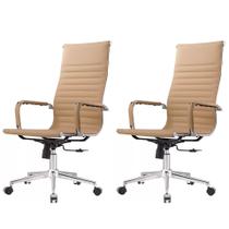 Kit 2 Cadeiras Giratória Alta Office Manhattan Esteirinha Fratini Revestida em (PU) Fendi Base Rodízio Kit 2 Cadeiras Giratória Alta Office Manhattan Esteirinha Fratini Revestida em (PU) Fendi Base Rodízio