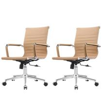 Kit 2 Cadeiras Giratória Baixa Office Manhattan Esteirinha Fratini Revestida em (PU) Fendi Base Rodízio Kit 2 Cadeiras Giratória Baixa Office Manhattan Esteirinha Fratini Revestida em (PU) Fendi Base Rodízio