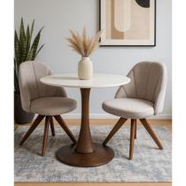 Kit 2 Cadeiras Giratória com Pés em Madeira Castanho Malu - Exclusiva