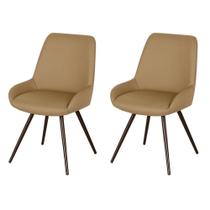 Kit 2 Cadeiras Giratórias Aline Rivatti 52 cm (Largura) Estofado em PU Caramelo e Base em Aço Marrom