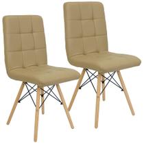 Kit 2 Cadeiras Gomos Eiffel Eames Fitz Dublin Estofada Base Madeira Nude