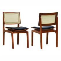Kit 2 Cadeiras Gus Madeira Maciça Encosto Telinha Assento Anatômico Estofado Corano