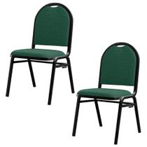 Kit 2 Cadeiras Hoteleiras Auditório Empilhável Linho M23 Verde - Mpozenato