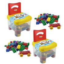 Kit 2 Cadeiras Infantil Blocos de Montar Multiblocks Cars 100 peças Kit 2 Cadeiras Infantil Blocos de Montar Multiblocks Cars 100 peças