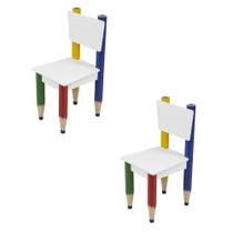 Kit 2 Cadeiras Infantil Pés Lápis de Cor para Recreação Kit 2 Cadeiras Infantil Pés Lápis de Cor para Recreação