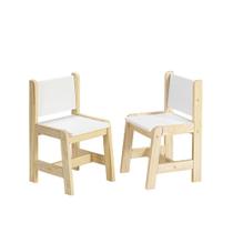 Kit 2 Cadeiras Infantis Castelo Natural/Branco - Casatema