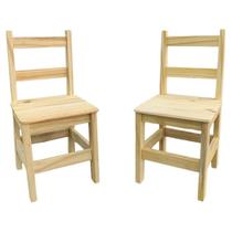Kit 2 Cadeiras Infantis Madeira Maciça Pinus Natural Criança Refeição Desenho Atividades Quarto Casa