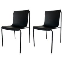 Kit 2 Cadeiras Iris Rivatti Assento em Polipropileno Preto e Base em Aço Pintado a Pó Preto