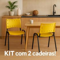 Kit 2 Cadeiras Iso Fixa Empilhável Escola Igreja Salão