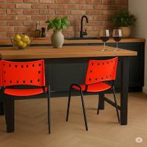 Kit 2 Cadeiras Iso Fixa Empilhável Escola Igreja Salão