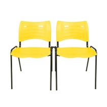 Kit 2 Cadeiras Iso Turim plastica Igreja Recepção Escola Amarela com conector
