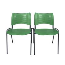 Kit 2 Cadeiras Iso Turim plastica Igreja Recepção Escola Verde com conector