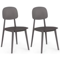 Kit 2 Cadeiras Itália para Sala/Cozinha em Polipropileno - Cinza - Império Brazil Business