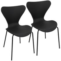 Kit 2 Cadeiras Jacobsen Polipropileno Sala Jantar Base Preta Kit 2 Cadeiras Jacobsen Polipropileno Sala Jantar Base Preta