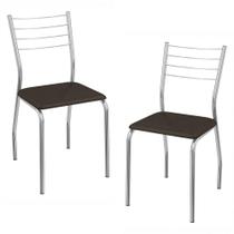 Kit 2 Cadeiras Jantar Cromadas Kappesberg material sintético Marrom