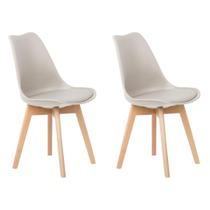 Kit 2 Cadeiras Jantar Design Leda Eames Wood Estofada Nude