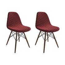 Kit 2 Cadeiras Jantar Eames Eiffel Estofadas Vermelho Base Cobre