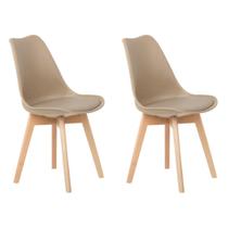 Kit 2 Cadeiras Jantar Eames Wood Leda Design Estofada Fendi