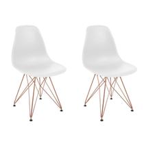 Kit 2 Cadeiras Jantar Eiffel Eames Design Branca Ferro Cobre