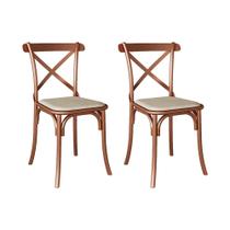 Kit 2 Cadeiras Jantar Katrina Cobre Assento Corano Bege - Aço