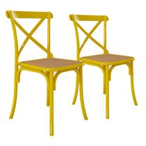 Kit 2 Cadeiras Jantar Katrina X Amarela Assento Bege Aço