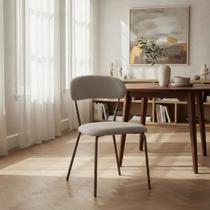 Kit 2 cadeiras jantar tecido boucle off white tubo champagne