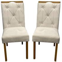Kit 2 Cadeiras Jasmim em Linho Estofadas Wm Estofados Cor Bege