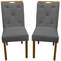 Kit 2 Cadeiras Jasmim em Veludo Estofadas WM Estofados Cor Cinza
