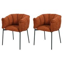 Kit 2 Cadeiras Joy Rivatti 63 cm (Largura) Estofado em Tecido Terracota e Base em Aço Preto Kit 2 Cadeiras Joy Rivatti 63 cm (Largura) Estofado em Tecido Terracota e Base em Aço Preto