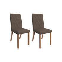 Kit 2 Cadeiras Lara Madeira Maciça Canela/Veludo Marrom Espresso Móveis