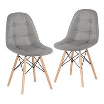 Kit 2 Cadeiras Laráz Eames Eiffel Botonê Estofada - Cinza