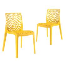 Kit 2 Cadeiras Laráz Gruvyer Design Anatômico Amarelo Kit 2 Cadeiras Laráz Gruvyer Design Anatômico Amarelo