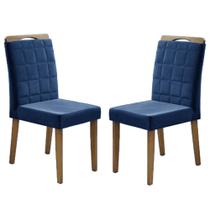 Kit 2 Cadeiras Las Vegas Estofadas Tecido Suede Minas Plac Cor Azul - Estrela Móveis