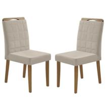 Kit 2 Cadeiras Las Vegas Estofadas Tecido Suede Minas Plac Cor Bege