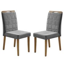 Kit 2 Cadeiras Las Vegas Estofadas Tecido Suede Minas Plac Cor Cinza