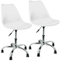 Kit 2 Cadeiras Leda Office Luisa Saarinen Estofada Base Giratória Cromada