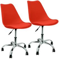Kit 2 Cadeiras Leda Office Luisa Saarinen Estofada Base Giratória Cromada Kit 2 Cadeiras Leda Office Luisa Saarinen Estofada Base Giratória Cromada